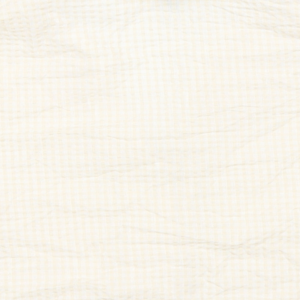 H&M Womens Yellow Geometric Cotton Cropped Button-Up Size 10 Collared