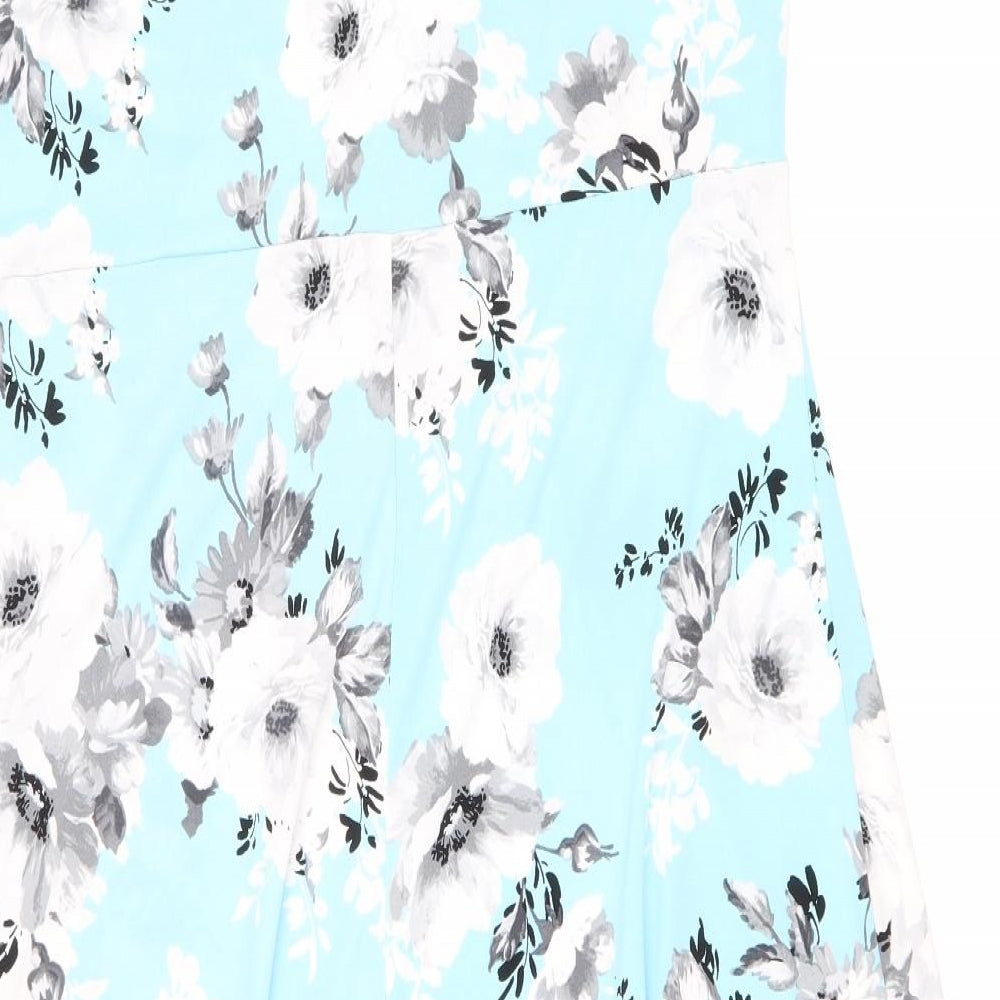 Bonmarché Womens Black Floral Polyester Fit & Flare Size 18 V-Neck Pullover