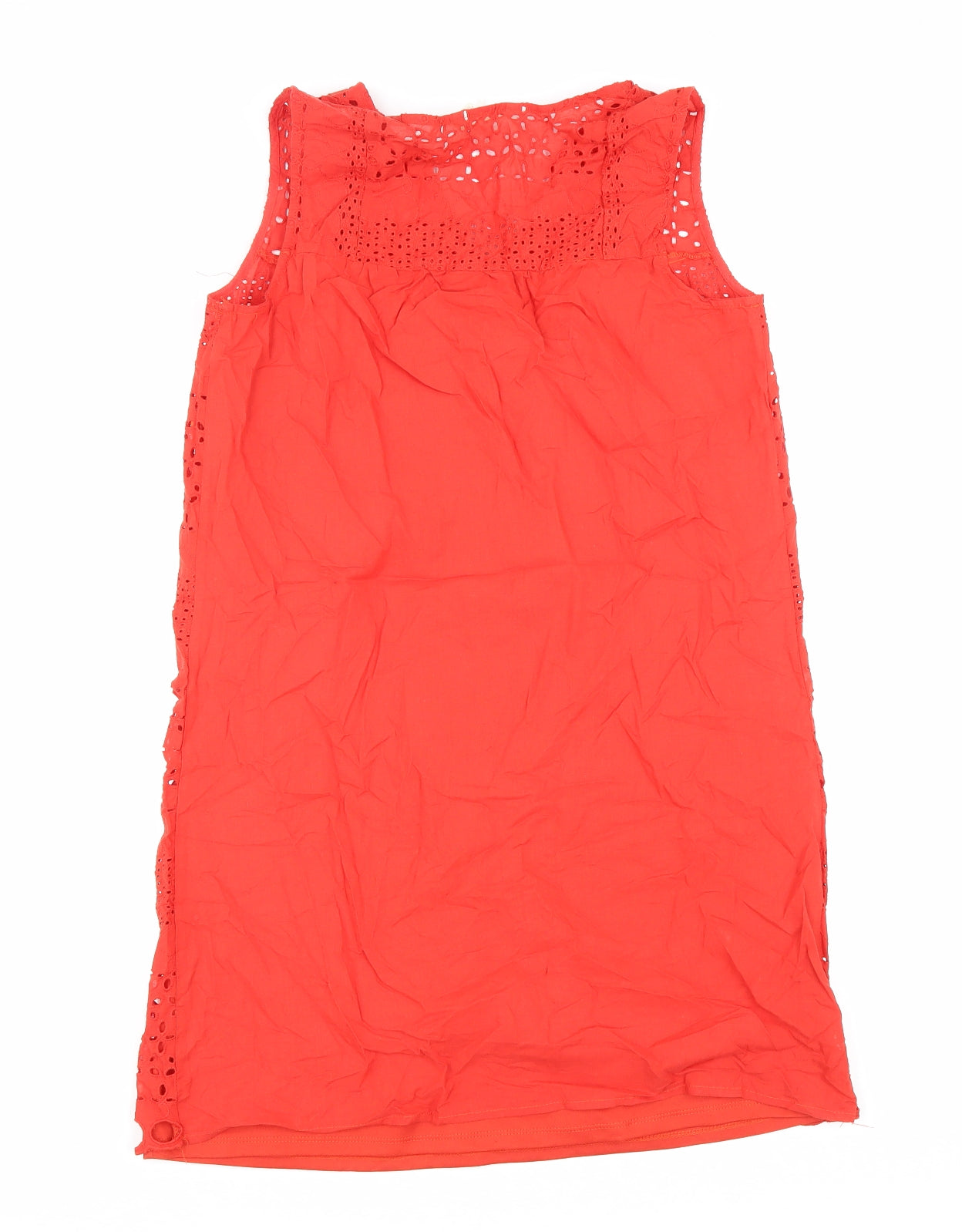 Adiva Womens Red Geometric Cotton Tank Dress Size M V-Neck Pullover