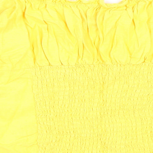 New Look Womens Yellow Linen Cropped Blouse Size 8 Off the Shoulder