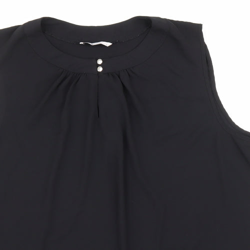 TU Womens Black Polyester Basic Blouse Size 10 Scoop Neck