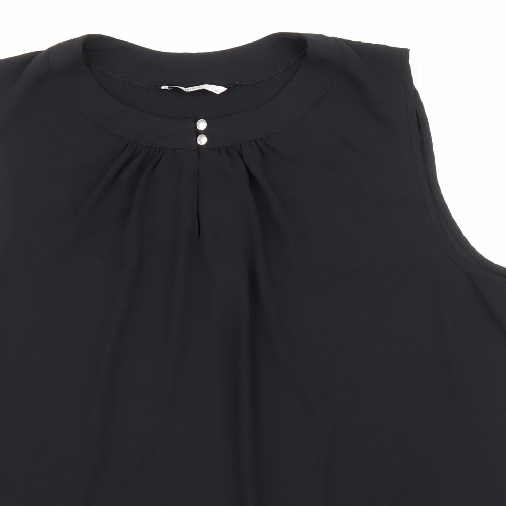TU Womens Black Polyester Basic Blouse Size 10 Scoop Neck
