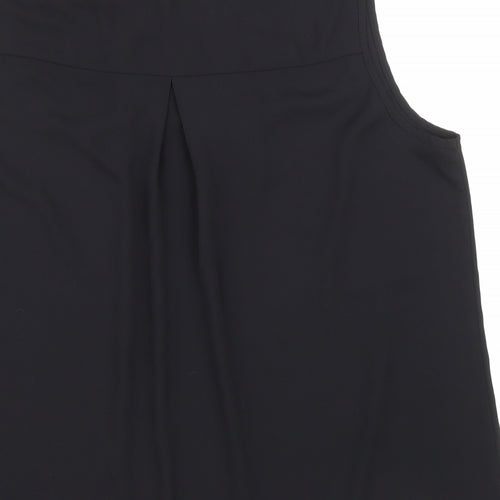 TU Womens Black Polyester Basic Blouse Size 10 Scoop Neck