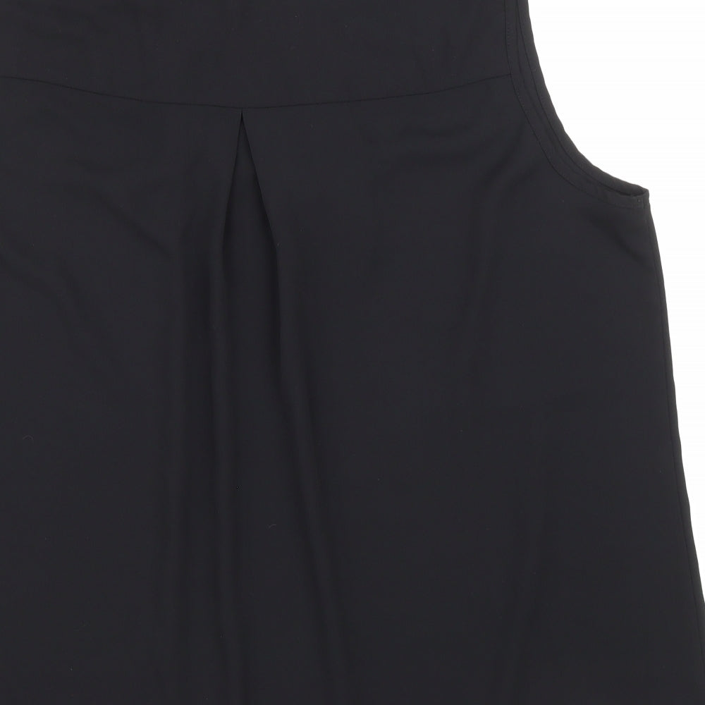 TU Womens Black Polyester Basic Blouse Size 10 Scoop Neck