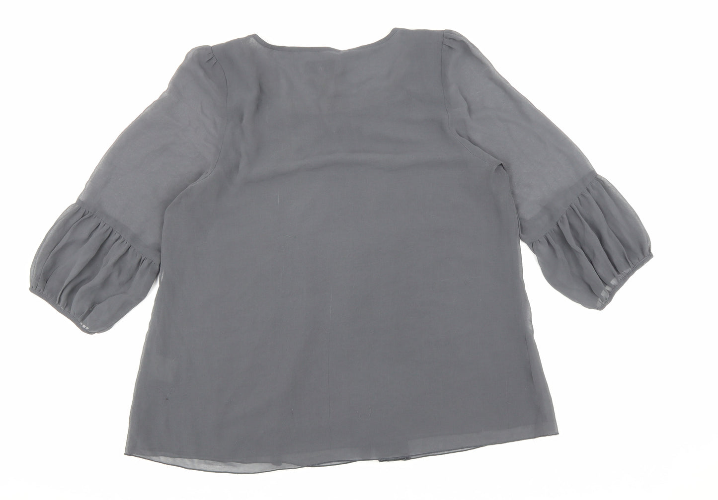Darling Womens Grey Polyester Basic Blouse Size L Scoop Neck - Lace trim