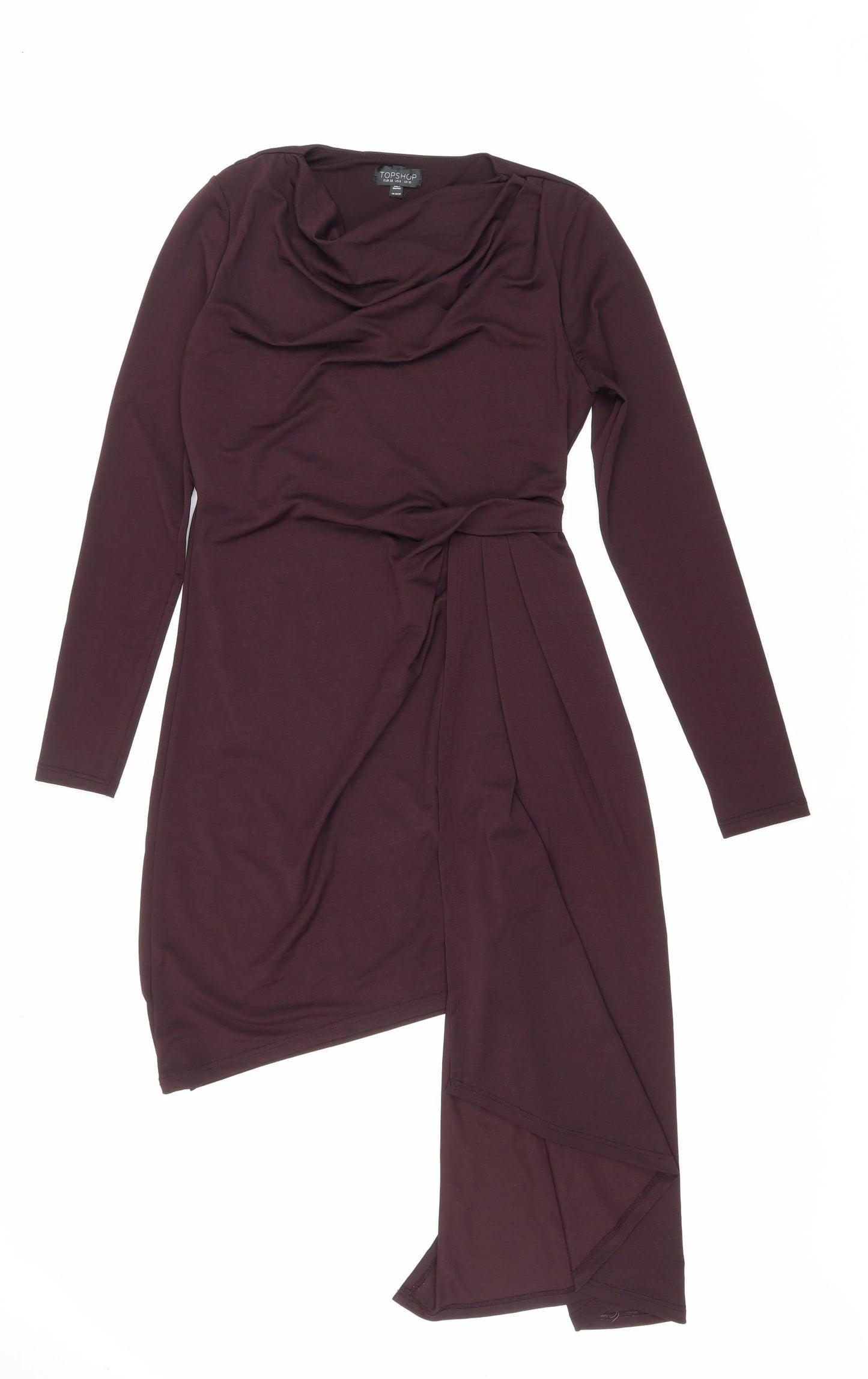 Topshop Womens Purple Polyester Bodycon Size 10 Boat Neck Pullover