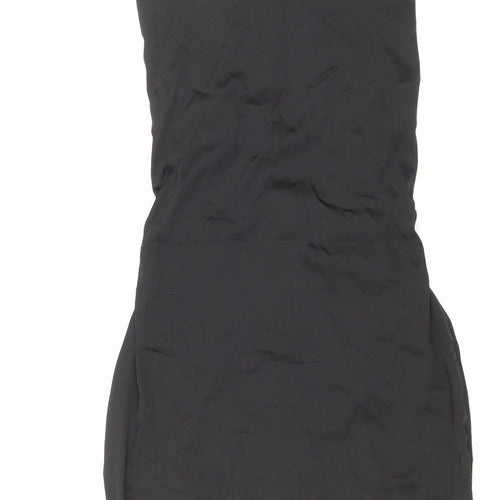 NaaNaa Womens Black Polyester Tank Dress Size 8 Square Neck Zip - Lace up back