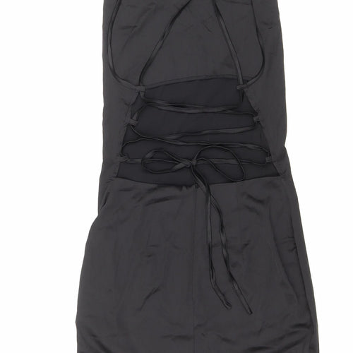 NaaNaa Womens Black Polyester Tank Dress Size 8 Square Neck Zip - Lace up back