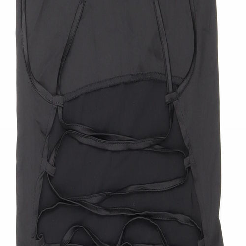 NaaNaa Womens Black Polyester Tank Dress Size 8 Square Neck Zip - Lace up back