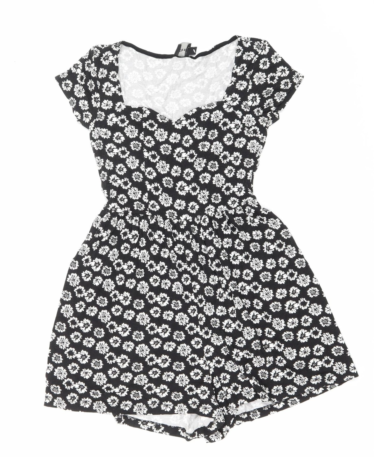 ASOS Womens Black Floral Viscose Playsuit One-Piece Size 8 Pullover