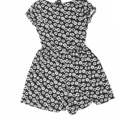 ASOS Womens Black Floral Viscose Playsuit One-Piece Size 8 Pullover
