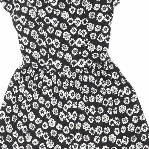 ASOS Womens Black Floral Viscose Playsuit One-Piece Size 8 Pullover