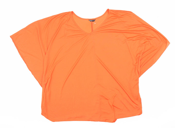 Marina Kaneva Womens Orange Polyester Basic Blouse Size 22 Round Neck