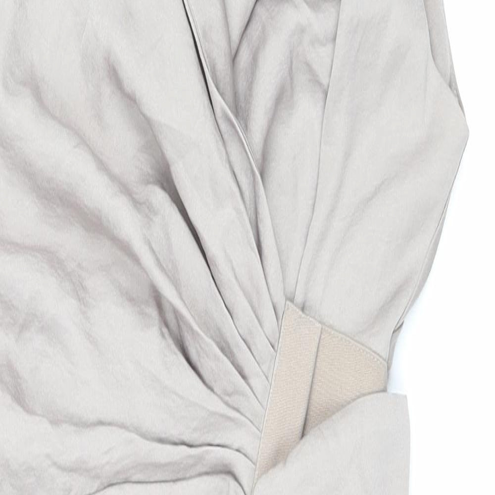 AllSaints Womens Grey Polyester Wrap Dress Size 8 V-Neck Hook & Eye