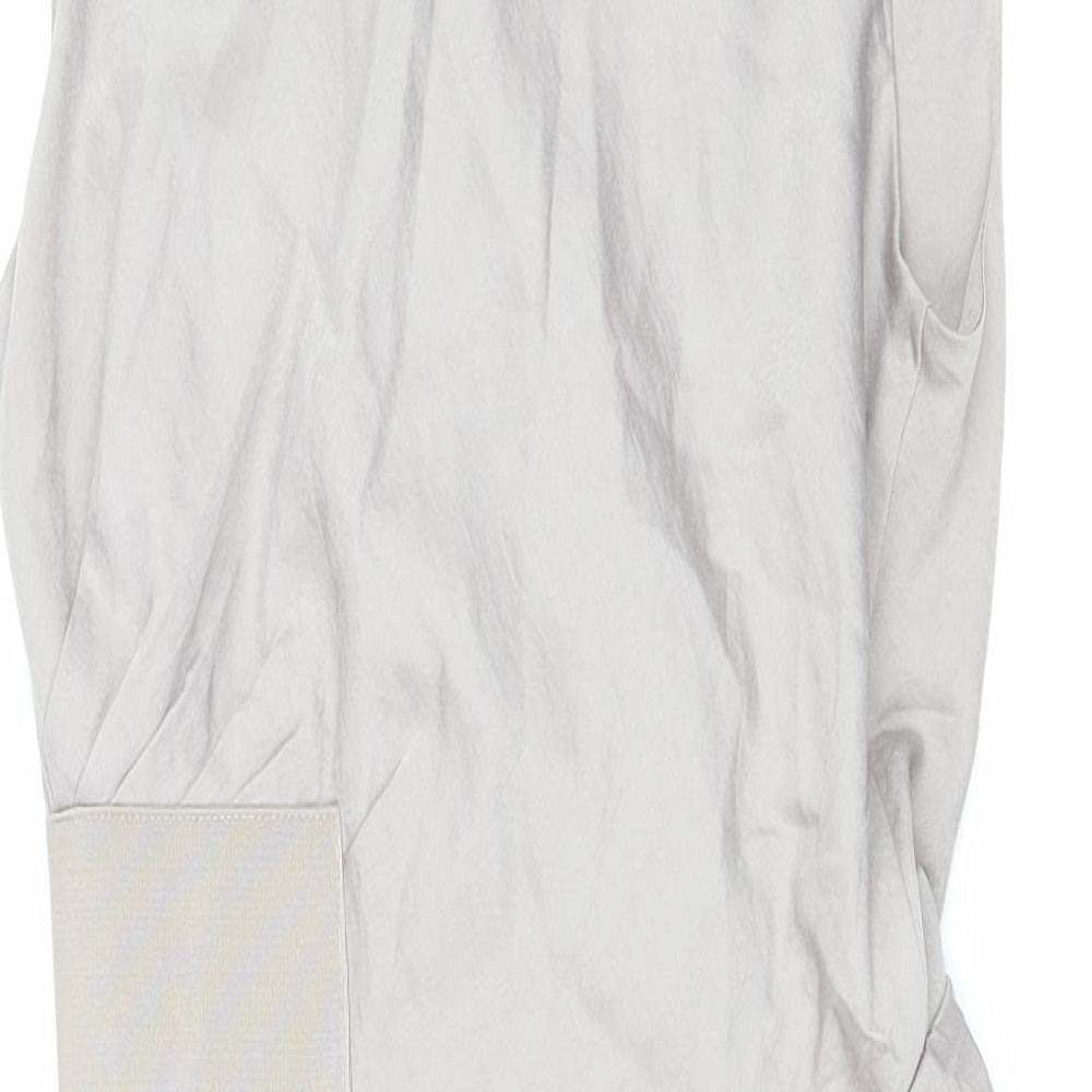 AllSaints Womens Grey Polyester Wrap Dress Size 8 V-Neck Hook & Eye