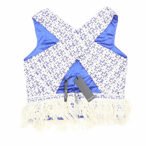 Drole de Copine Womens Blue Cotton Cropped Blouse Size M V-Neck
