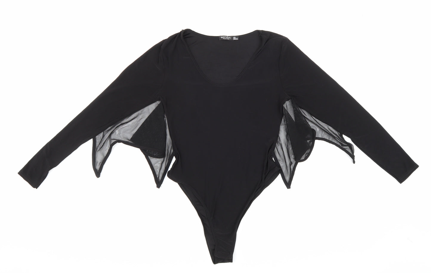 Nasty Gal Womens Black Polyester Bodysuit One-Piece Size 8 Snap