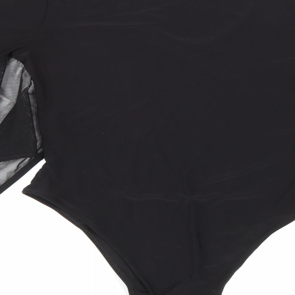 Nasty Gal Womens Black Polyester Bodysuit One-Piece Size 8 Snap
