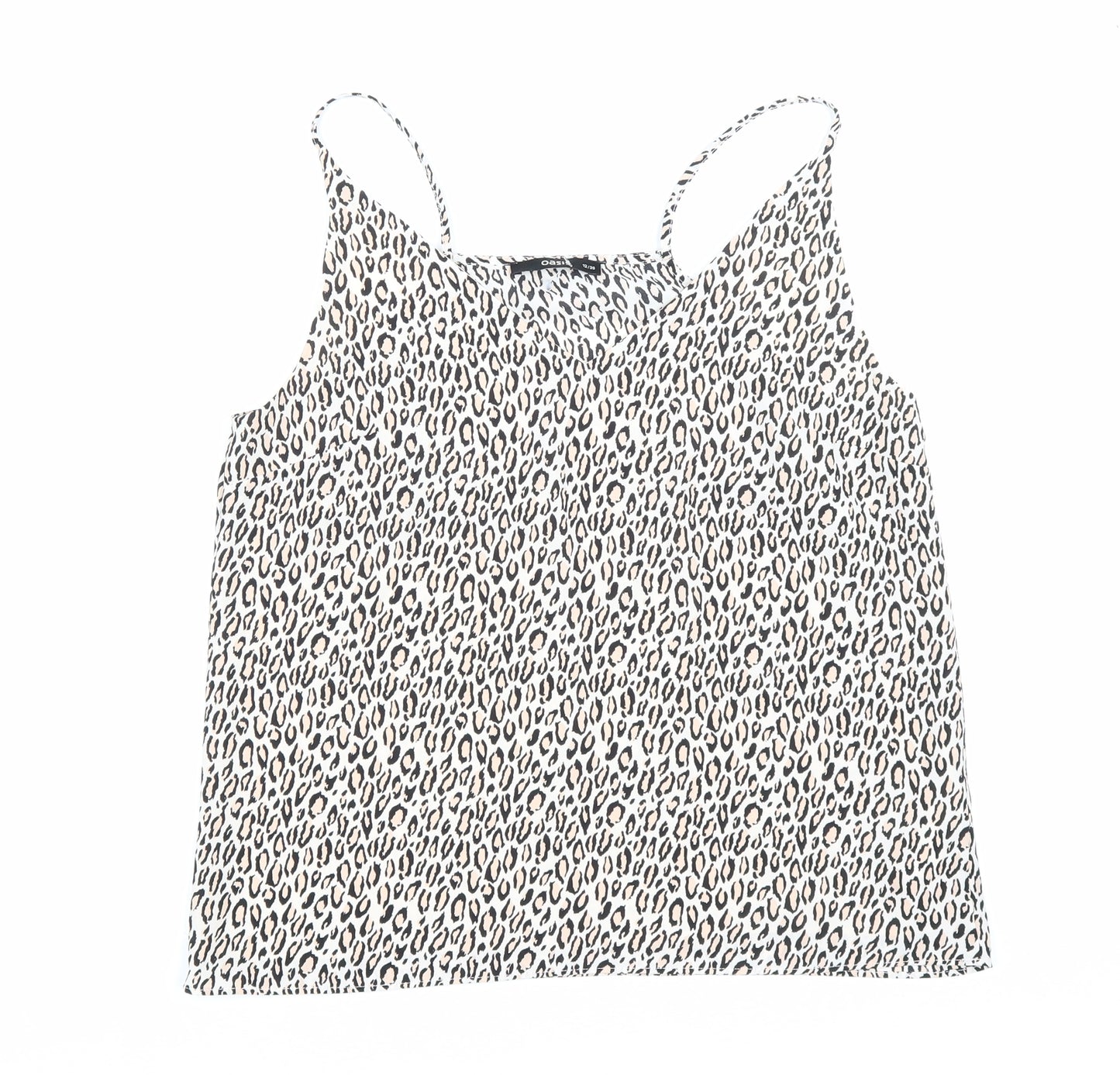 Oasis Womens Black Animal Print Polyester Camisole Tank Size 12 V-Neck - Leopard Print