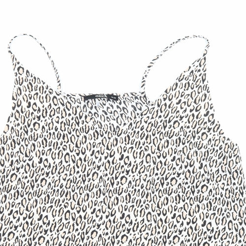 Oasis Womens Black Animal Print Polyester Camisole Tank Size 12 V-Neck - Leopard Print
