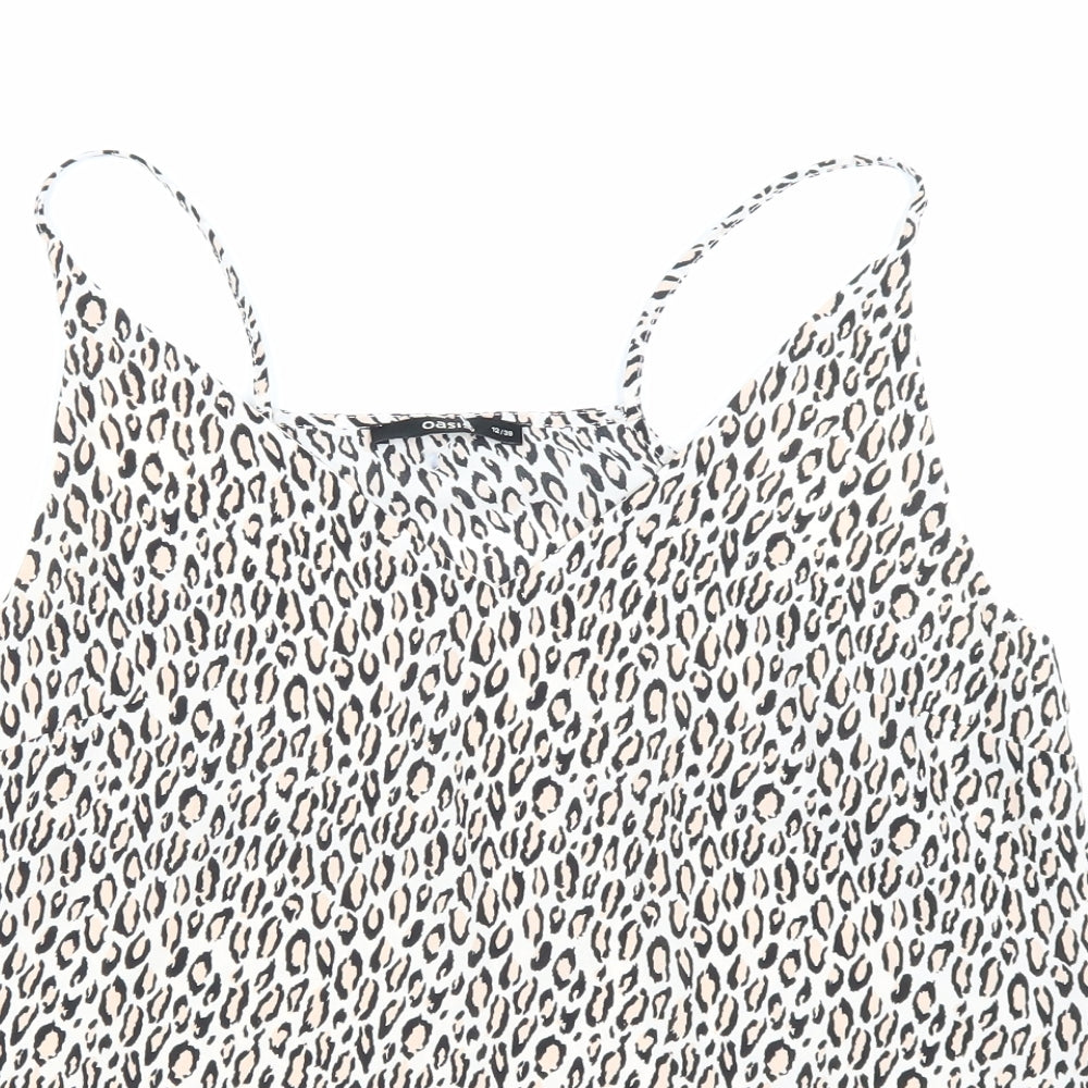 Oasis Womens Black Animal Print Polyester Camisole Tank Size 12 V-Neck - Leopard Print