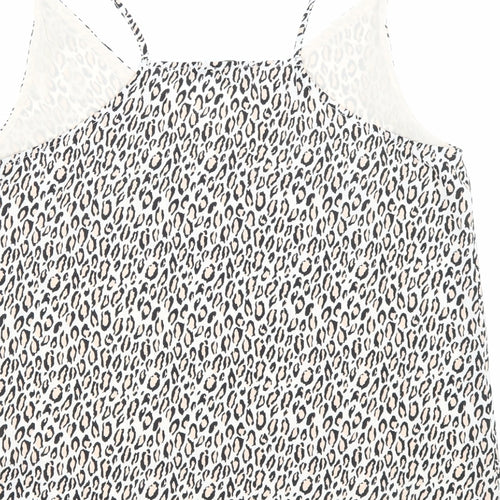 Oasis Womens Black Animal Print Polyester Camisole Tank Size 12 V-Neck - Leopard Print