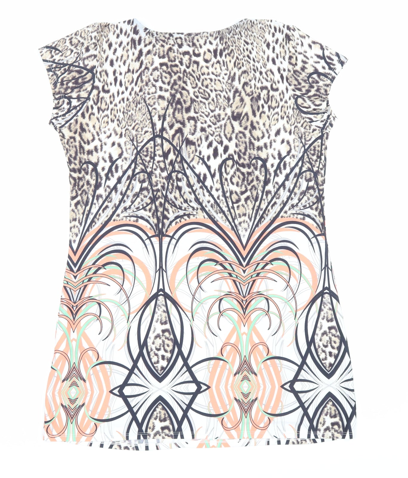 Wallis Womens Multicoloured Geometric Polyester T-Shirt Dress Size M V-Neck Pullover