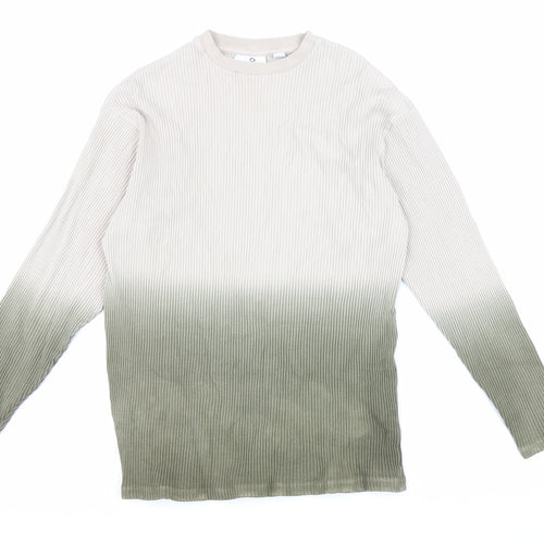 Collision Mens Green Round Neck Cotton Pullover Jumper Size XS - Ombre