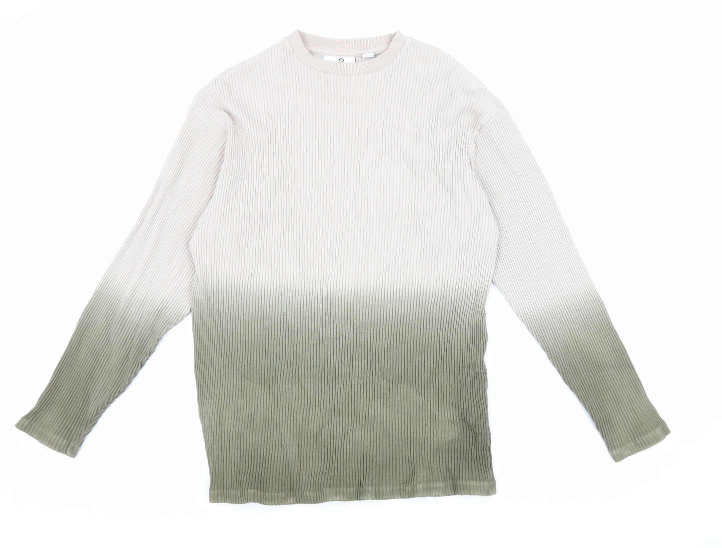 Collision Mens Green Round Neck Cotton Pullover Jumper Size XS - Ombre