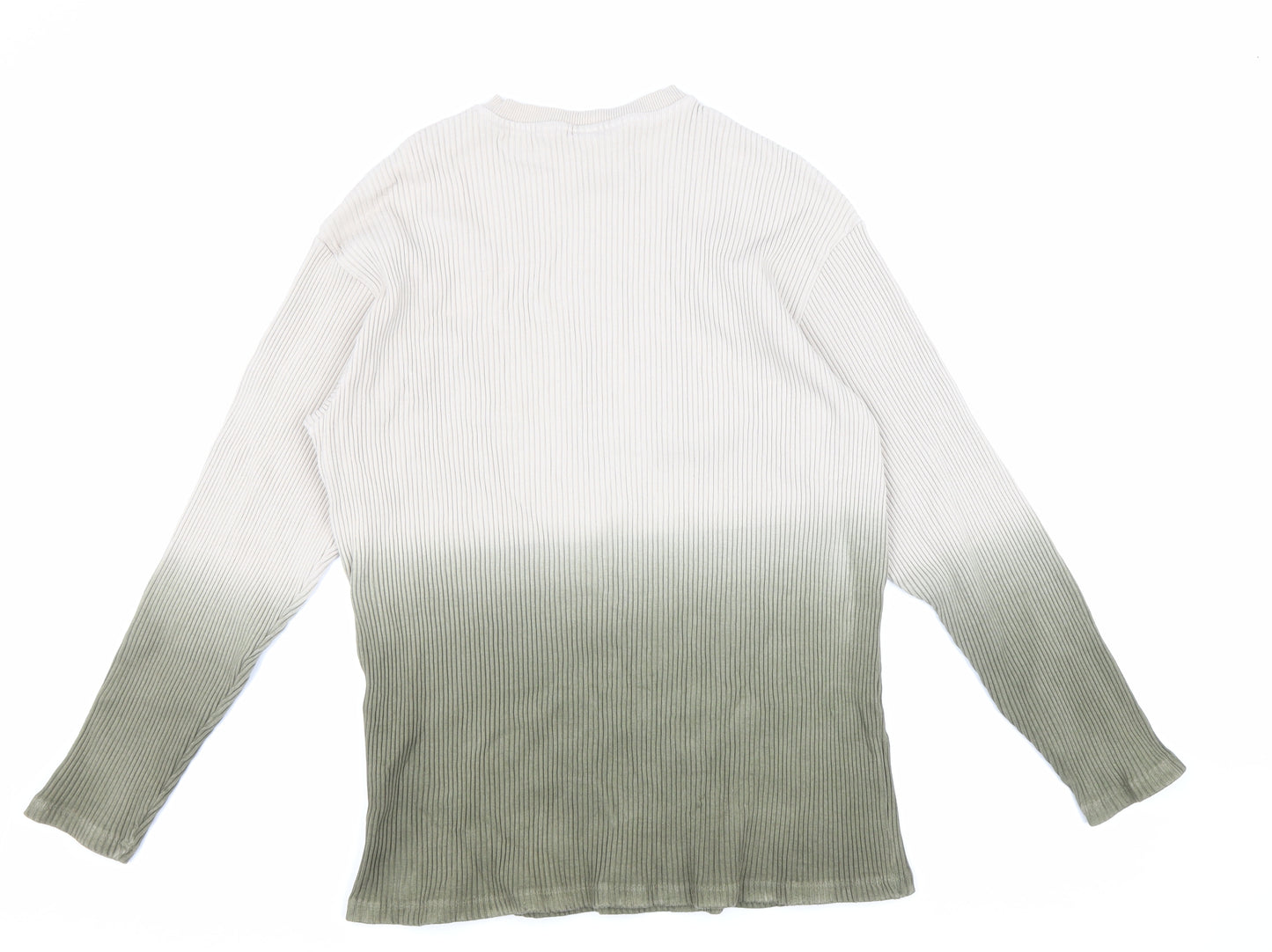 Collision Mens Green Round Neck Cotton Pullover Jumper Size XS - Ombre