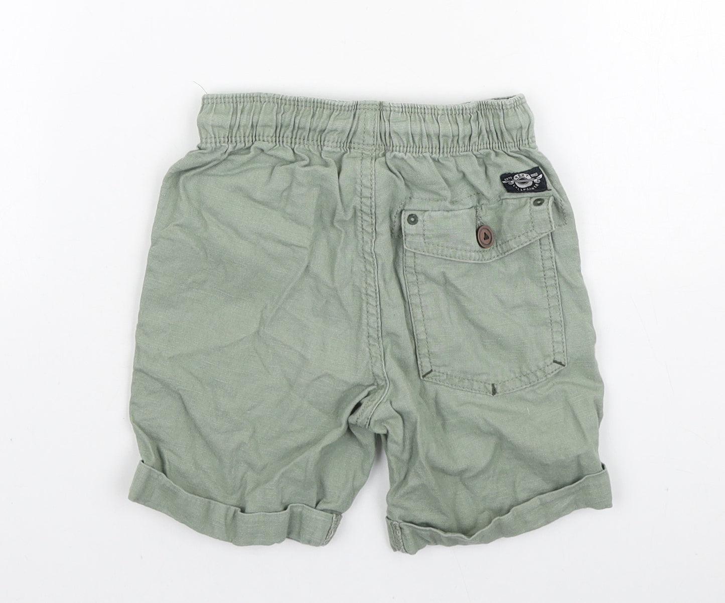 NEXT Boys Green Linen Cargo Shorts Size 5 Years Regular Drawstring