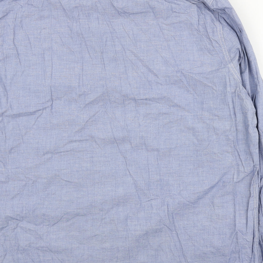 Angelo Litrico Mens Blue Cotton Button-Up Size 3XL Collared Button