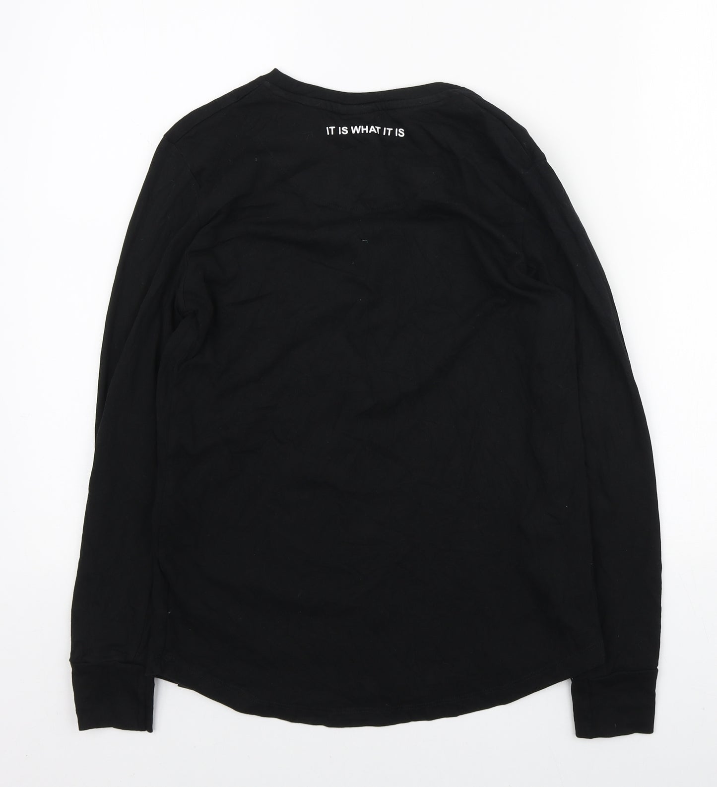 IIWII Mens Black Cotton T-Shirt Size S Round Neck - It is what it is
