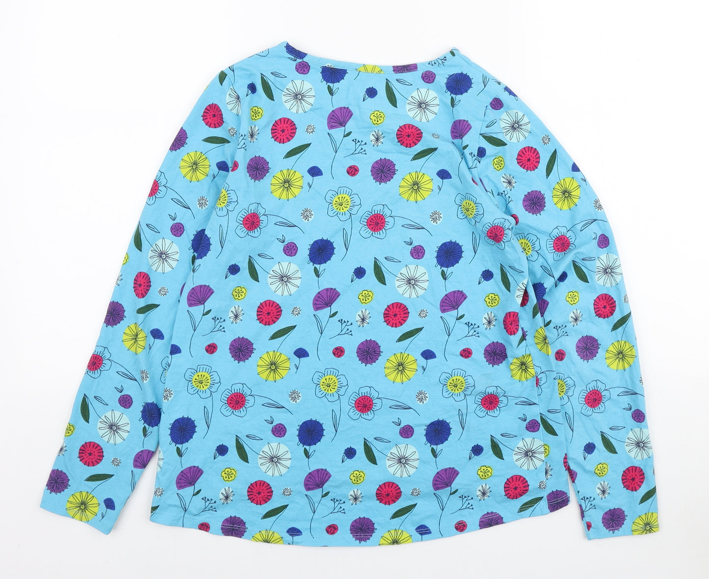 Lands' End Girls Multicoloured Floral Cotton Basic T-Shirt Size 12-13 Years Round Neck Pullover