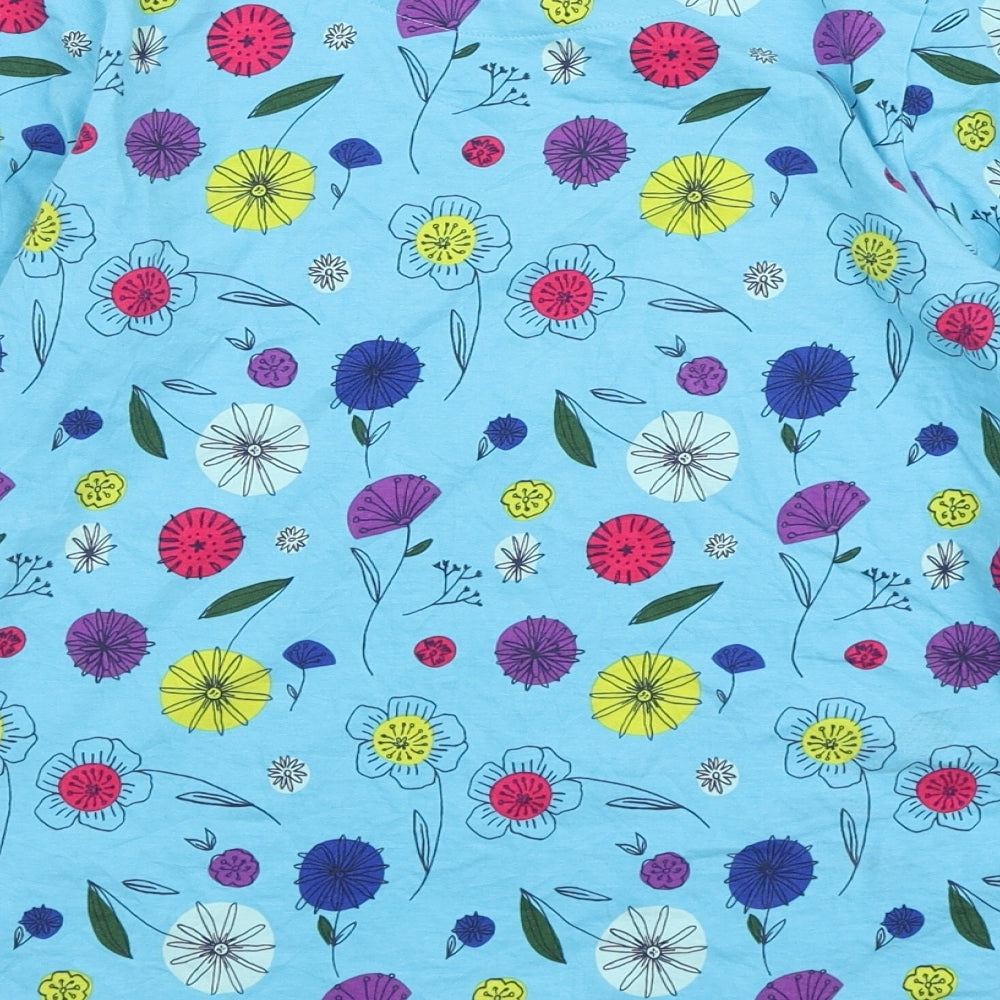 Lands' End Girls Multicoloured Floral Cotton Basic T-Shirt Size 12-13 Years Round Neck Pullover