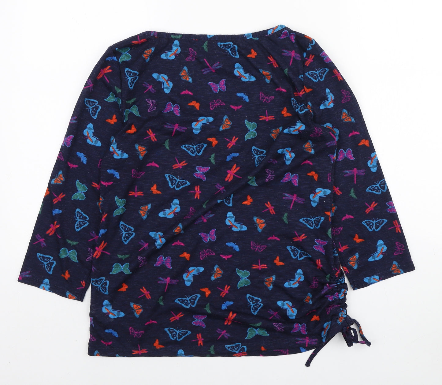 Per Una Womens Multicoloured Geometric Polyester Basic T-Shirt Size 12 Scoop Neck - Ruched Side