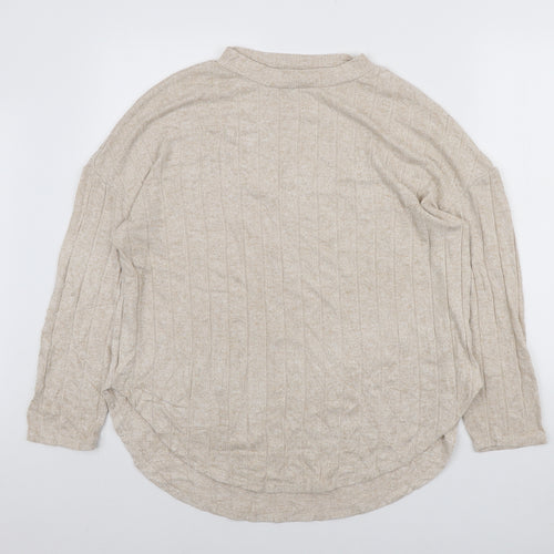 Primark Womens Beige Round Neck Viscose Pullover Jumper Size M