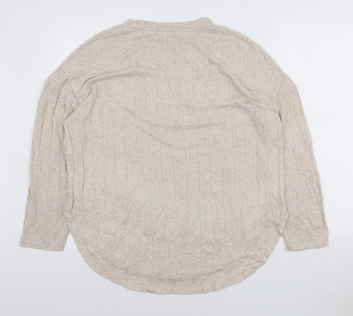 Primark Womens Beige Round Neck Viscose Pullover Jumper Size M