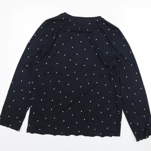 Topshop Womens Blue Polka Dot Cotton Basic T-Shirt Size S Round Neck - Baby Dreaming