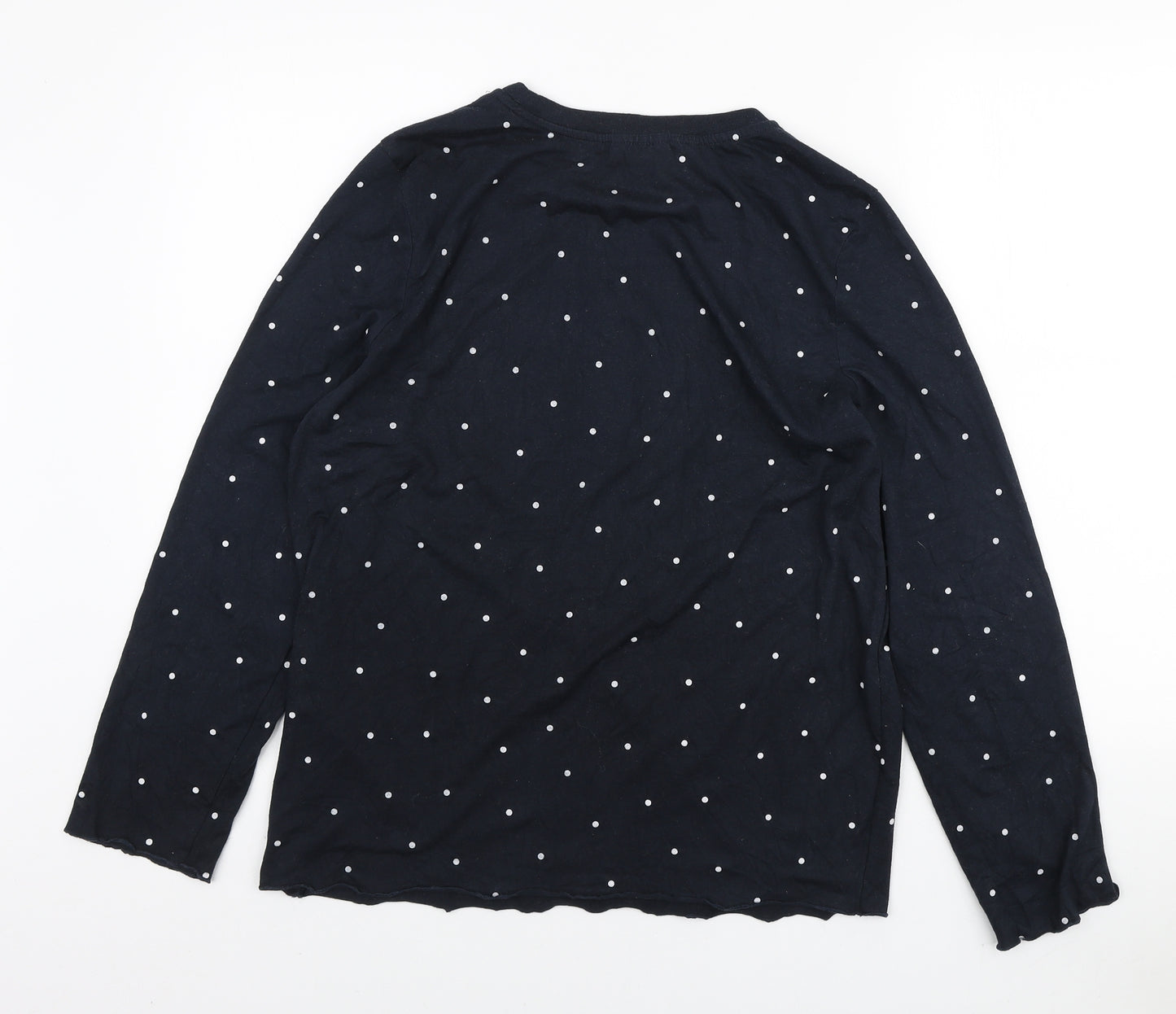 Topshop Womens Blue Polka Dot Cotton Basic T-Shirt Size S Round Neck - Baby Dreaming