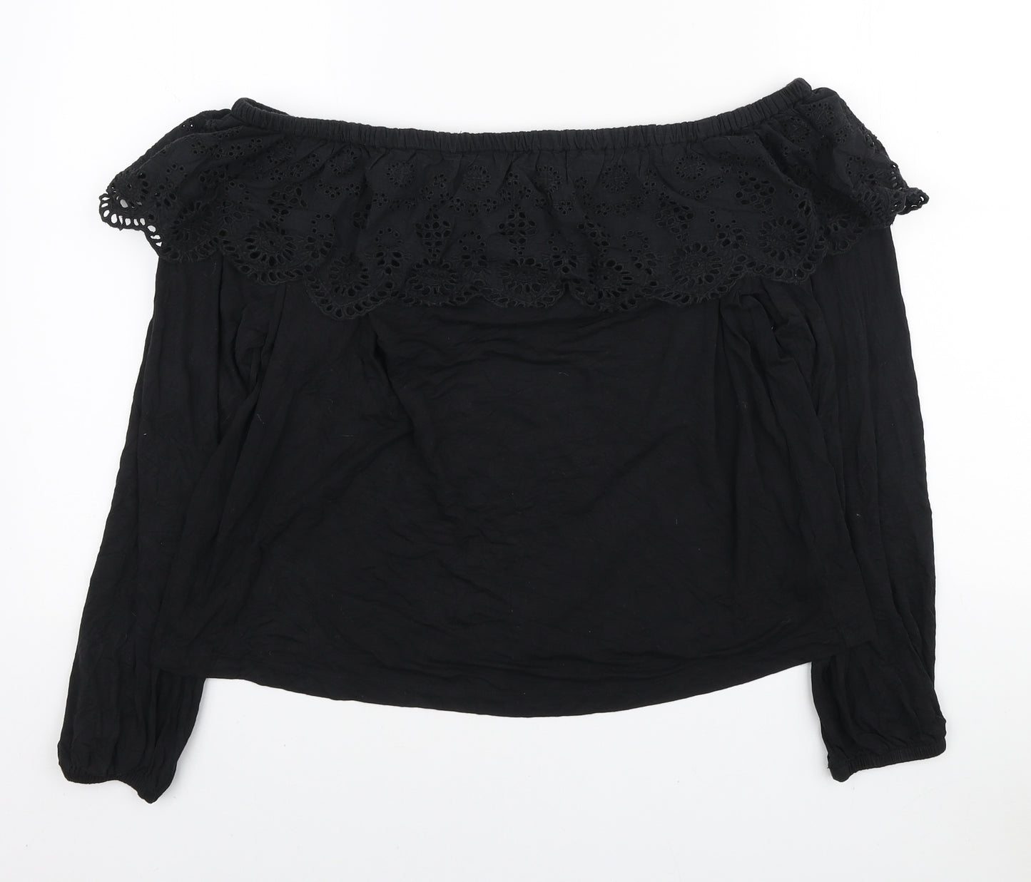 Lipsy Womens Black Viscose Basic Blouse Size 16 Off the Shoulder