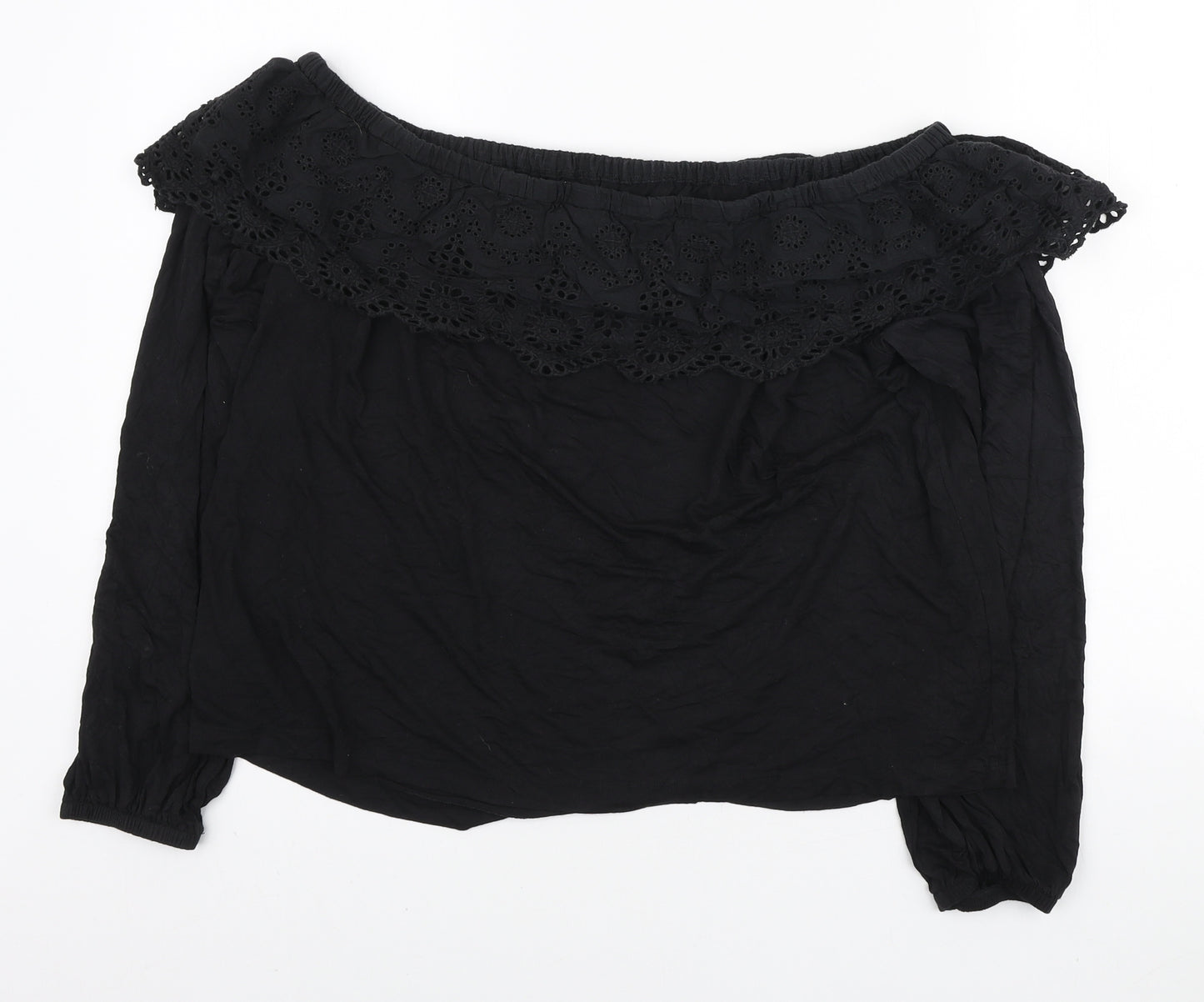 Lipsy Womens Black Viscose Basic Blouse Size 16 Off the Shoulder