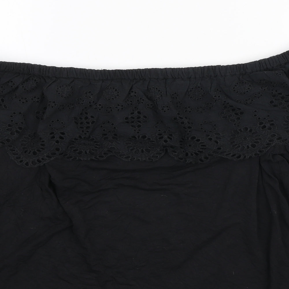 Lipsy Womens Black Viscose Basic Blouse Size 16 Off the Shoulder