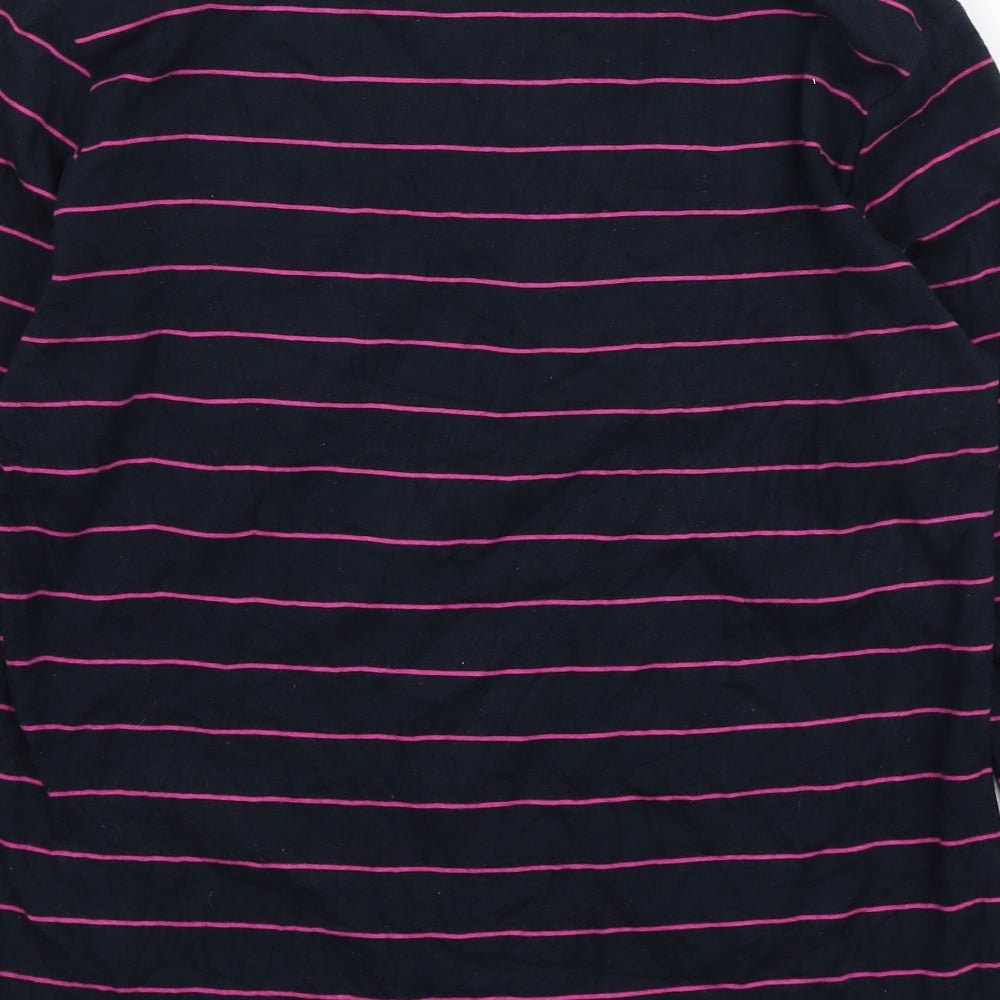 nutmeg# Womens Blue Striped Polyester Basic T-Shirt Size 16 Boat Neck