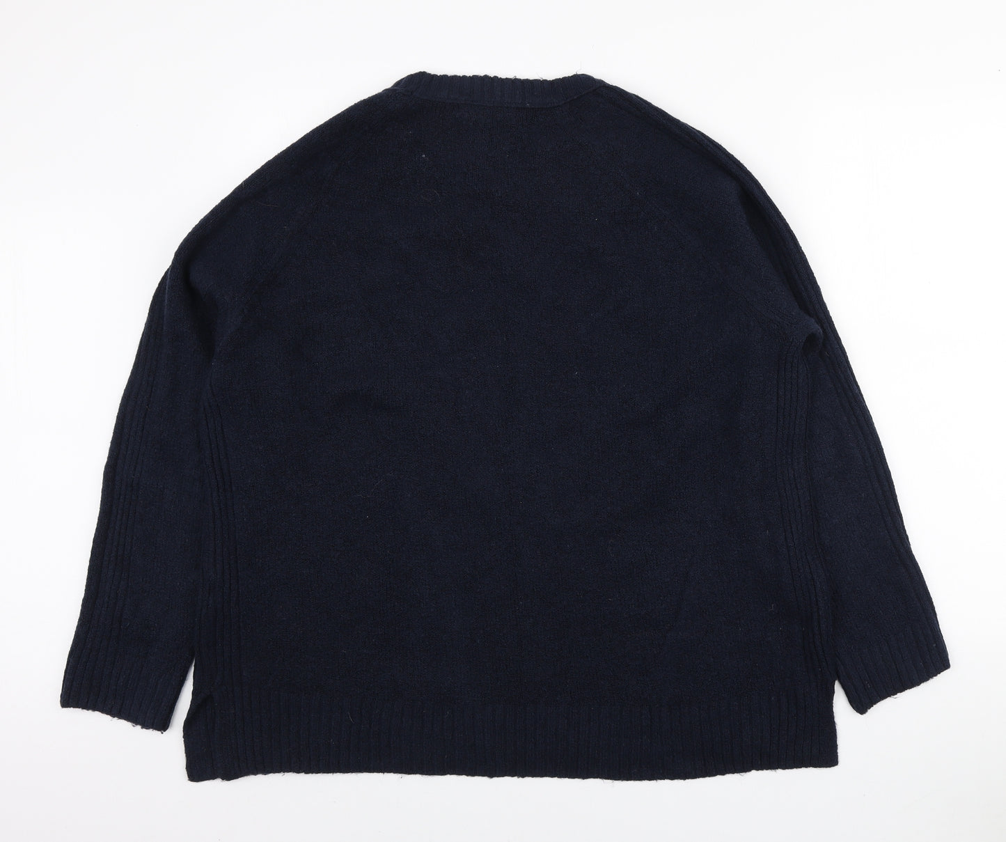 Marks and Spencer Womens Blue Round Neck Acrylic Pullover Jumper Size XL