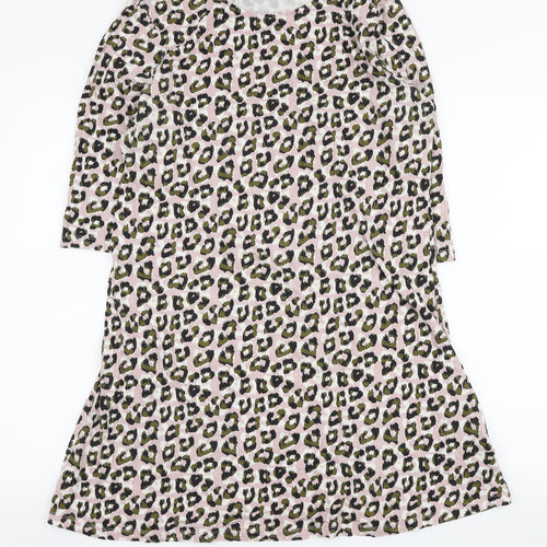Avon Womens Pink Animal Print Cotton A-Line Size 12 Boat Neck Pullover