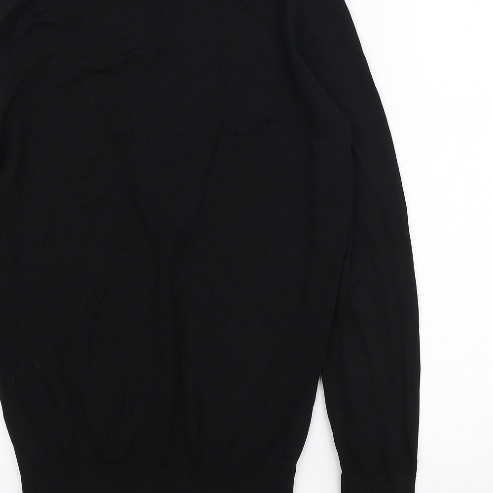 Zara Knit Womens Black V-Neck Viscose Pullover Jumper Size L