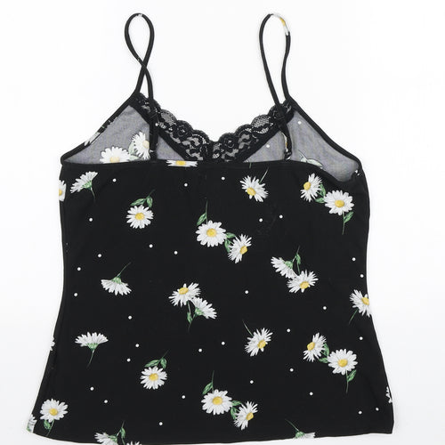 Primark Womens Black Floral Polyester Camisole Tank Size S V-Neck