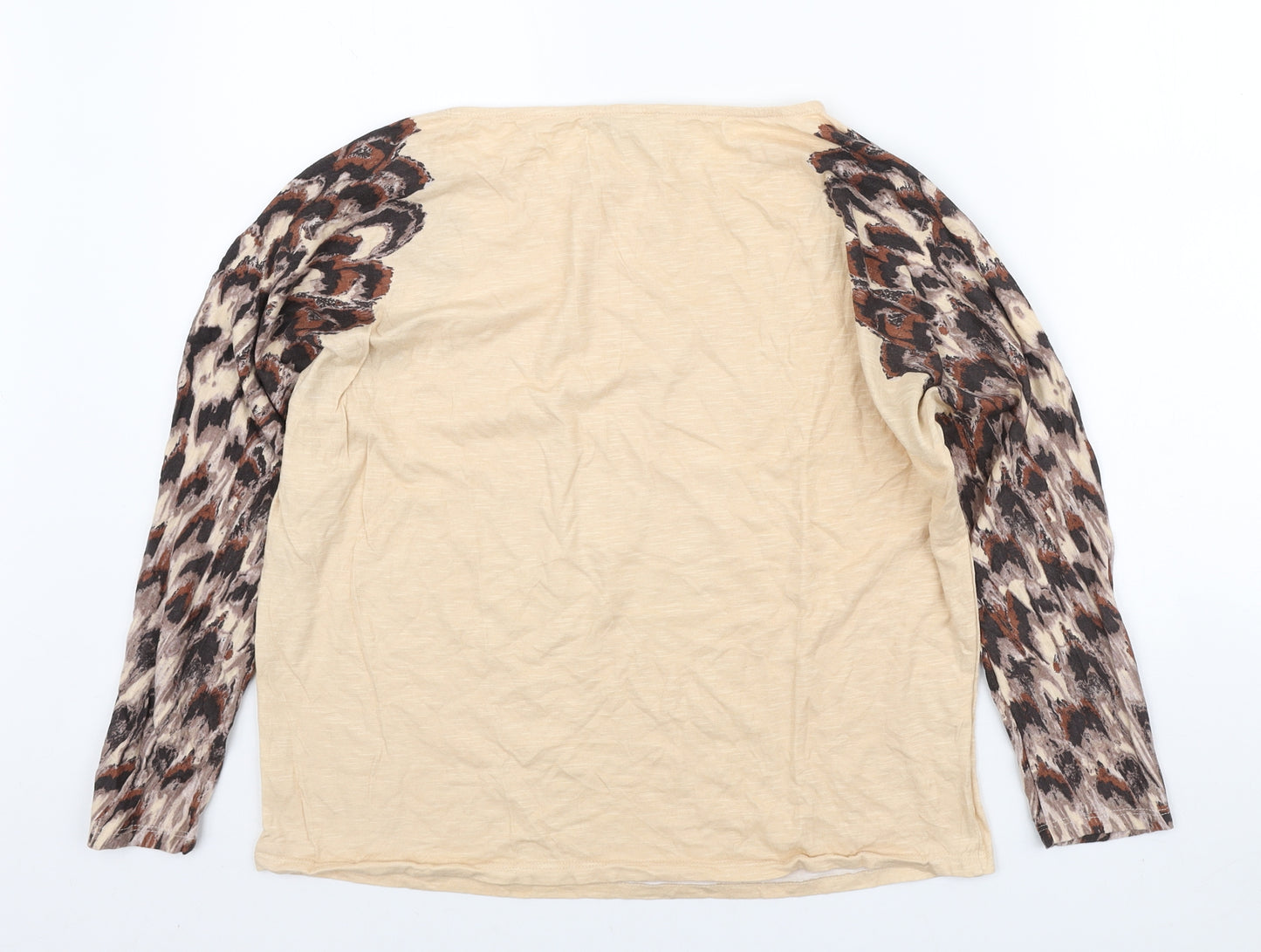 Laura Ashley Womens Beige Cotton Basic Tank Size 14 Round Neck - Sleeve animal pattern