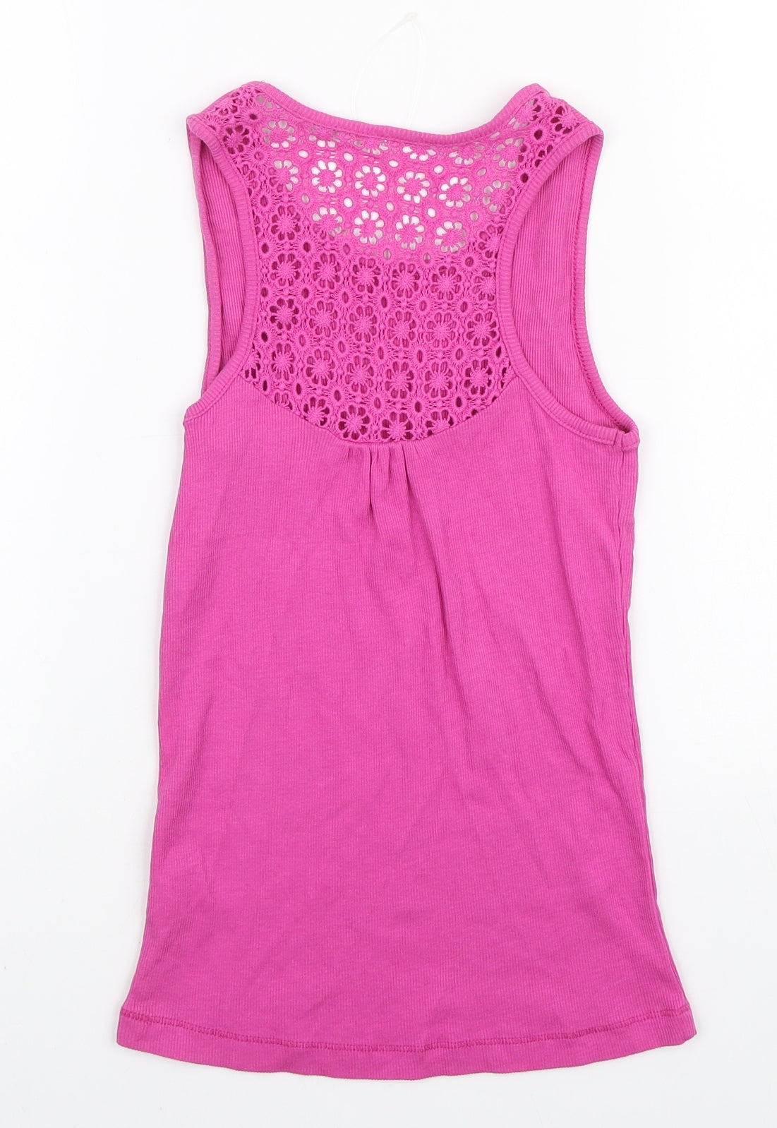 George Girls Pink Cotton Basic Tank Size 11-12 Years Scoop Neck Pullover - Lace Back Detail